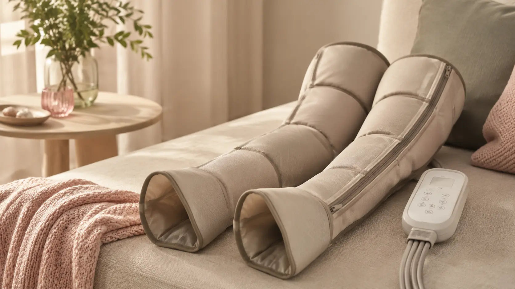 Bottes de massage à air et télécommande, usage en toute sérénité