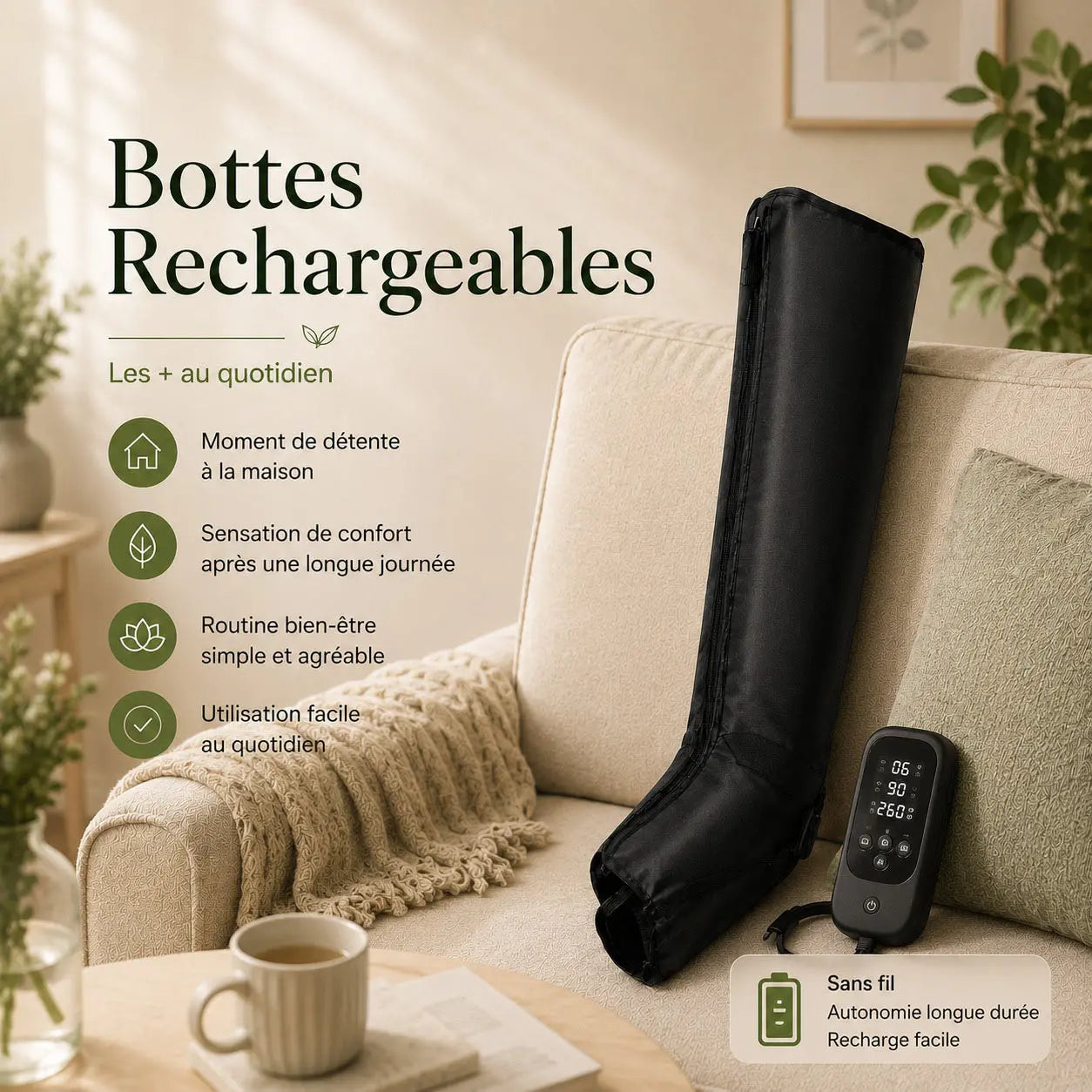Bottes de massage à air rechargeables – Jambes Libres Image
