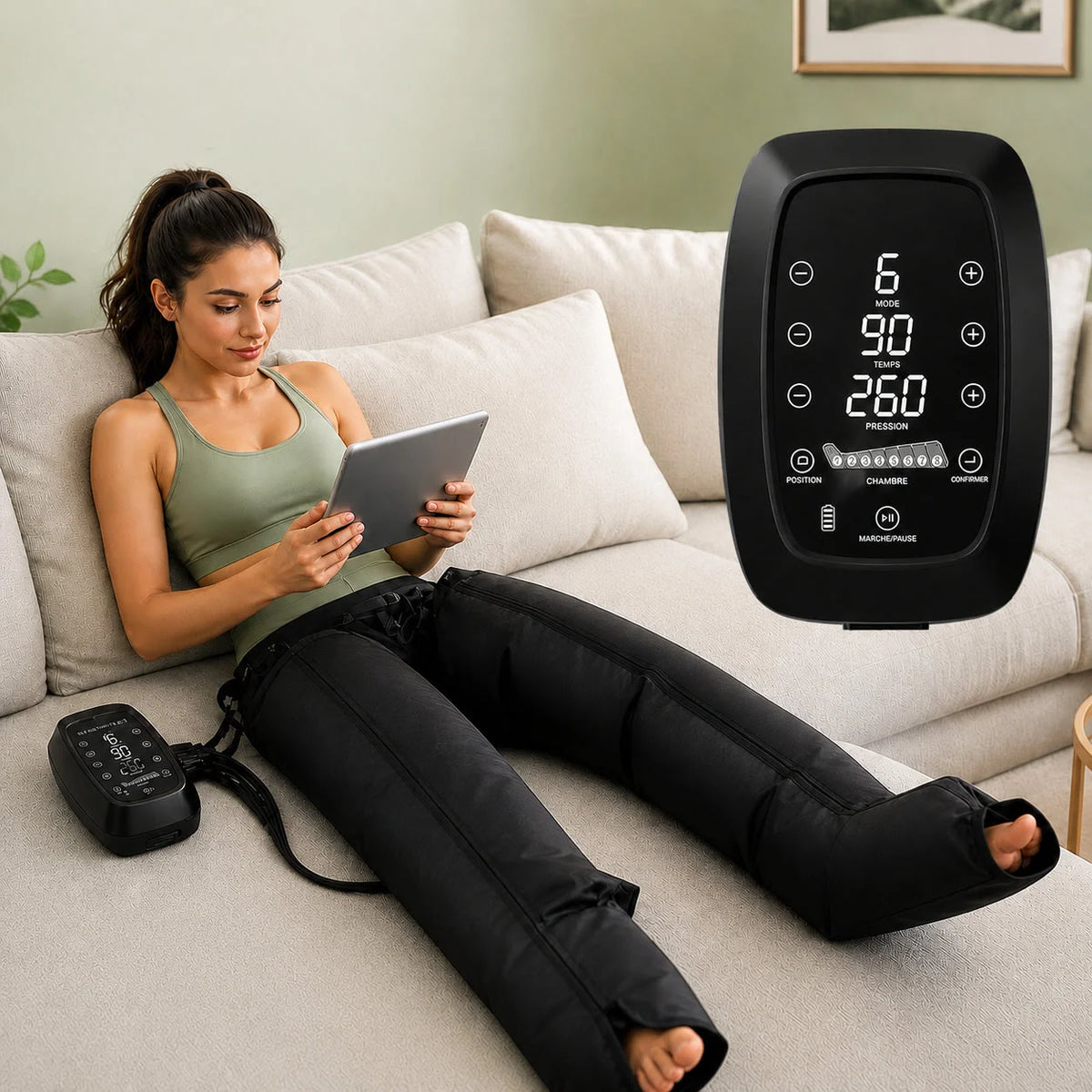 Bottes de massage à air sans fil 6 modes avec 6 chambres à air
