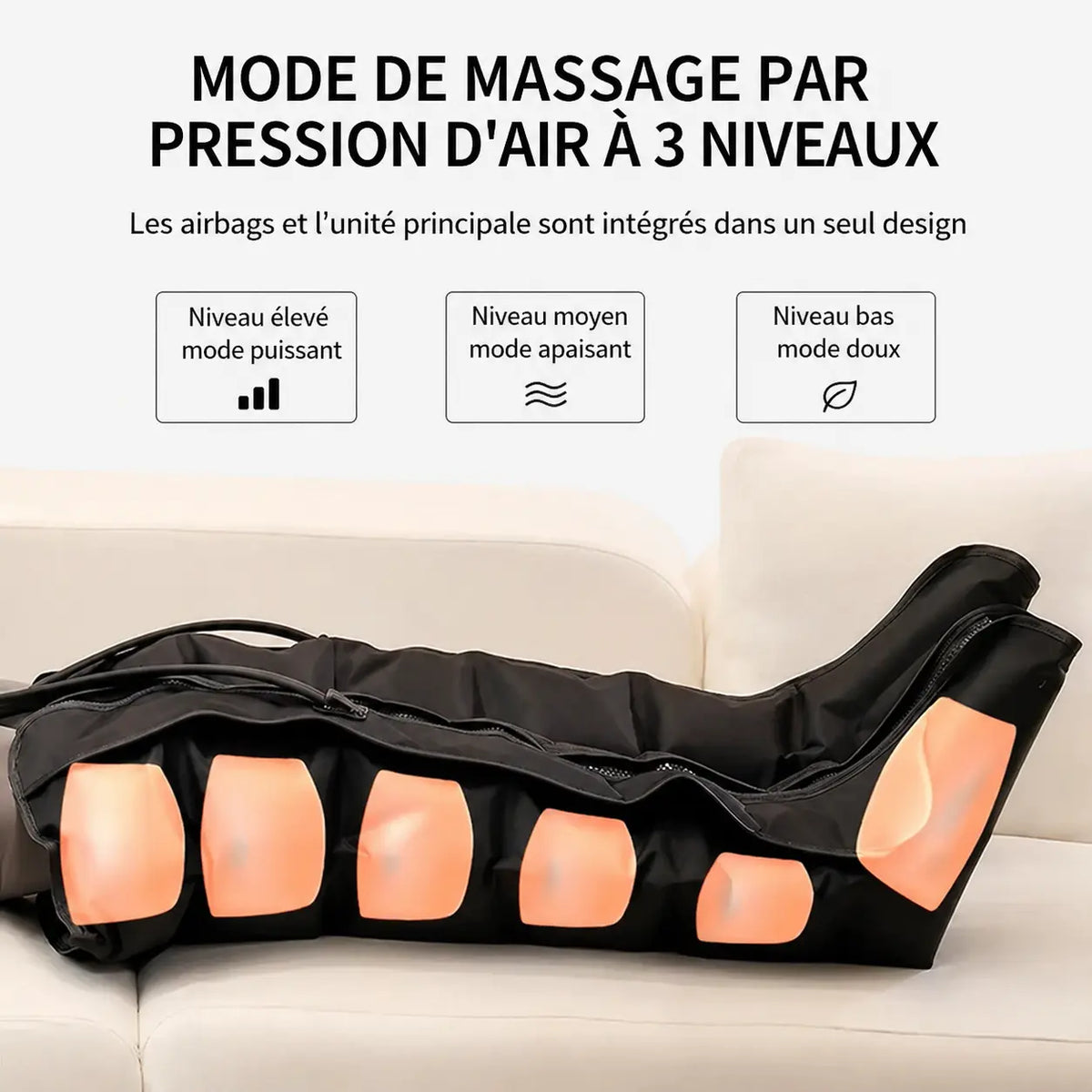 Bottes de pressothérapie Air Wave 3 modes – compression progressive à domicile
