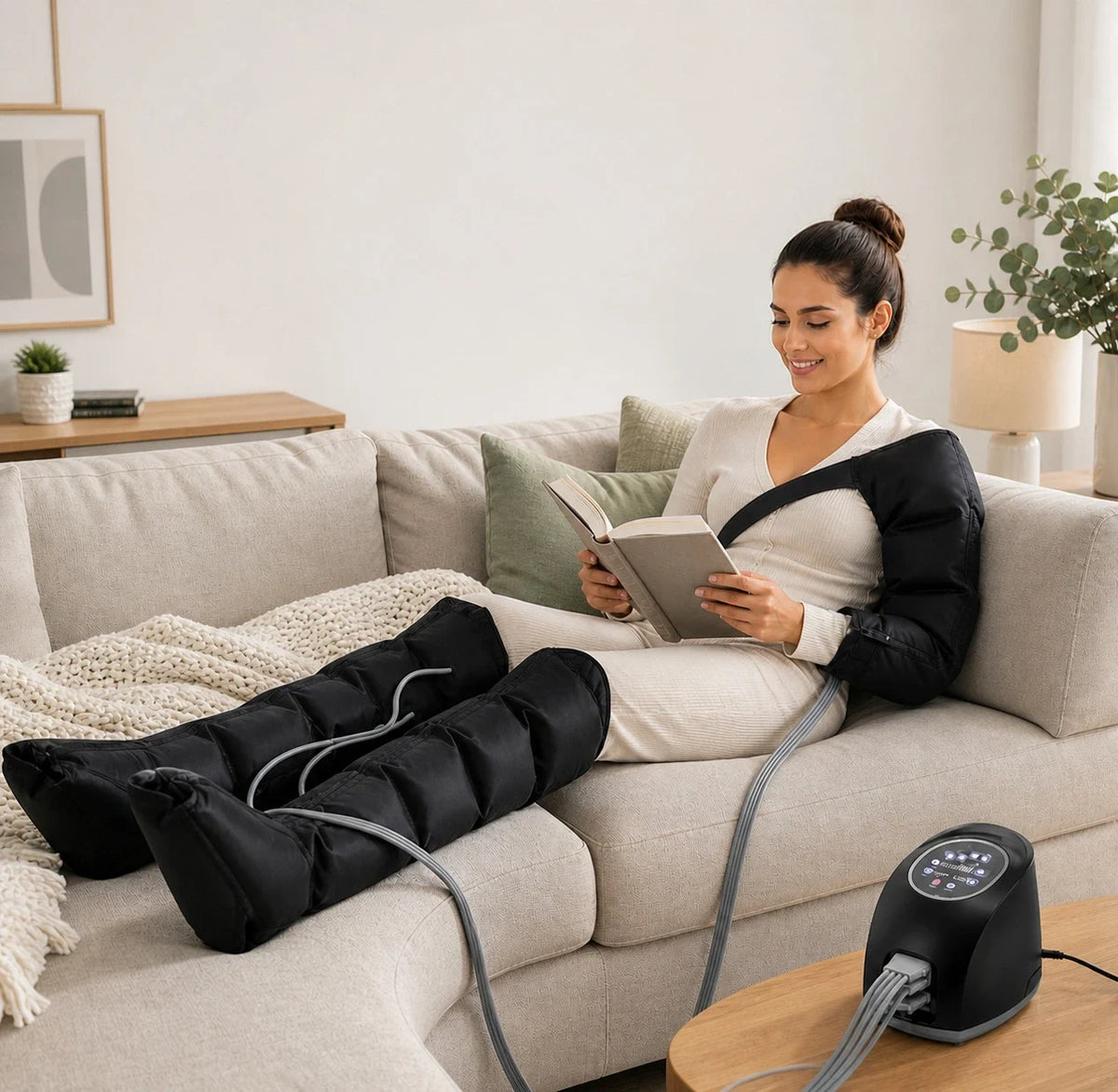 Bottes de pressothérapie bras et jambes 360° – 10 niveaux d'intensité