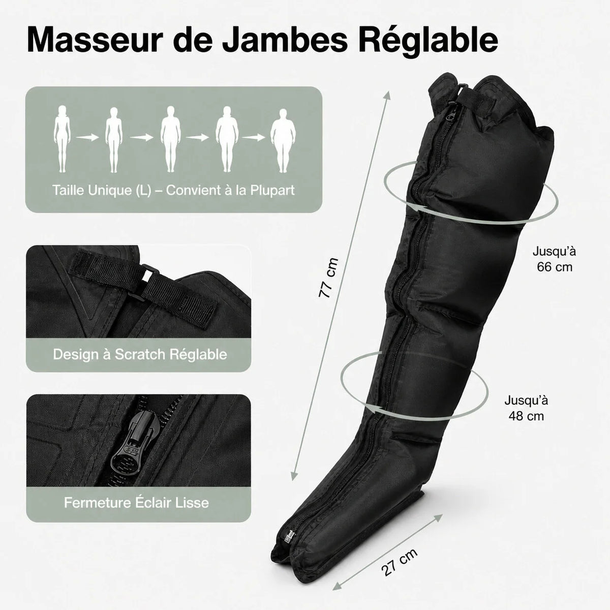 Bottes de pressothérapie bras et jambes 360° – 10 niveaux d'intensité