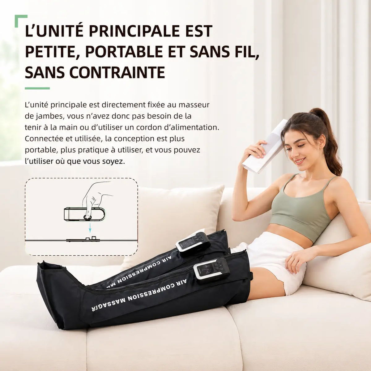 Bottes de pressothérapie sans fil 5 zones rechargeables USB-C
