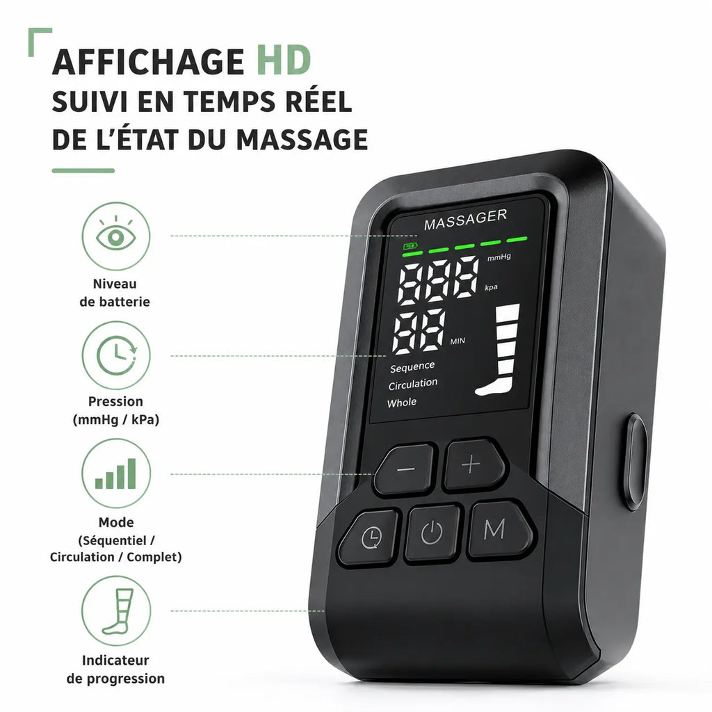 Bottes de pressothérapie sans fil 5 zones rechargeables USB-C